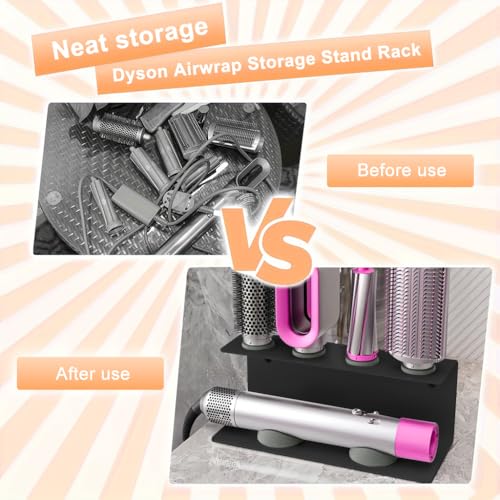 MAYCREATE® Curling Iron Holder Attachments for Dy*on Airwrap Organizer Stand on Desktop, Hair Wrap Storage Rack Accessories Wall Mounted-Black MAYCREATE® Curling Iron Holder Attachments for Dy*on Airwrap Organizer Stand on Desktop, Hair Wrap Storage Rack Accessories Wall Mounted-Black